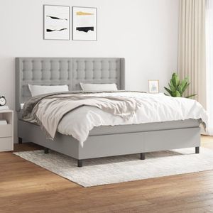 The Living Store Boxspringbed - Comfort - Bed en matras - 160 x 200 cm - Lichtgrijs