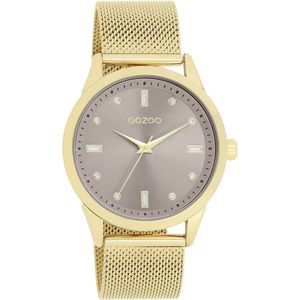 Goudkleurige OOZOO horloge met goudkleurige metalen mesh armband - C11357