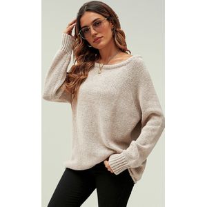 Comfortabele trui-top in donkerbeige
