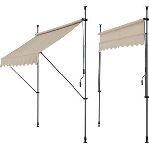 Klem zonwering luifel uitschuifbaar zandkleurig 200x120 cm