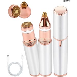 RFWR® 2-in-1 Gezichtsepilator met USB Oplaadbaar en Verwisselbare Koppen - Dames Scheerapparaat voor Wenkbrauwen en Gezicht
