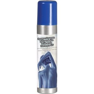 Halloween Blauwe bodypaint spray/body- en haarspray - Verf/schmink voor lichaam en haar