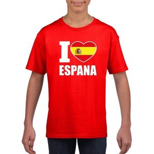 Rood I love Spanje fan shirt kinderen 110/116