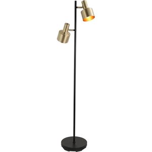 Vloerlamp Twinkle Zwart/Goud - hoogte 150cm - 2x E27 - IP20 > vloerlamp zwart goud | leeslamp zwart goud | staande lamp zwart goud | designlamp zwart goud