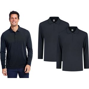 Pierre Calvini - Polo Shirt Heren - Poloshirts Heren Lange Mouw - Longsleeve Heren - 2 Pack - Navy - M - Polo Heren - T Shirt Lange Mouwen Heren