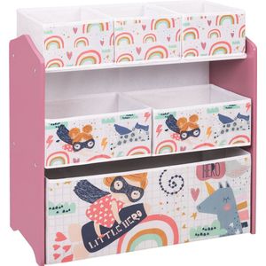 Happyment Speelgoedkast roze - Boekenkast voor kinderen - Kinderkamer - Opbergkast kind - Boekenrek - MDF - Black friday - Kerstcadeau