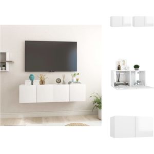 vidaXL Hangend Tv-meubel - Hoogglans wit - 60 x 30 x 30 cm - 2 vakken - Bewerkt hout - Kast