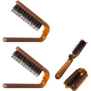 Set van 2 opvouwbare haarborstels, natuurlijke wilde zwijnen manen en nylon naald, mini compacte haarkam, voor alle haartypes - dik, dun, krullend - herstelt glans voor vrouwen en mannen