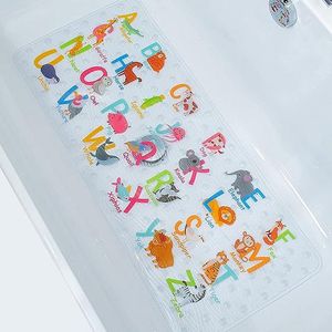 Badmatten voor bad - grote cartoon antislip badkamer badmat antislip douchematten voor vloer 89 x 40 cm wasbaar XL maat badkamermatten (alfabet DWZM)