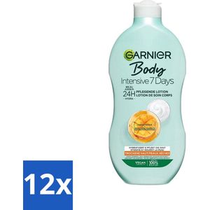 12 x Garnier - Body - Bodylotion - Intensive 7 Days - Verzorgend - Mango-extract & Probiotica - 400 ml - Bodylotion - Intensieve Hydratatie - Droge Huid - Mango Extract - Probiotica