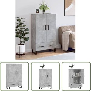 The Living Store Buffetkast Betongrijs - 69.5 x 31 x 115 cm - Duurzaam materiaal - Metalen poten