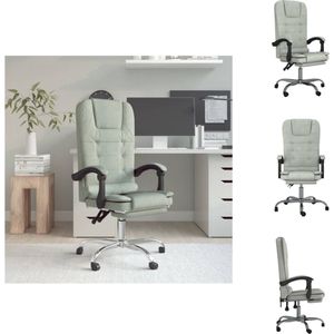 vidaXL Verstelbare Bureaustoel - Lichtgrijs - Zacht Fluweel - Massagefunctie - Verstelbare rugleuning en voetensteun - Handig ontwerp - Stevig en stabiel frame - 63x56x(112.5-122)cm - Bureaustoel