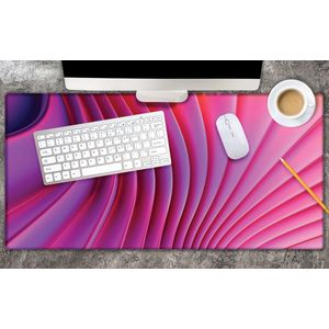 Bureau onderlegger - Roze en Oranje 3D Vormen - 80x40 cm - 2 mm Dik - Bureau mat Vinyl