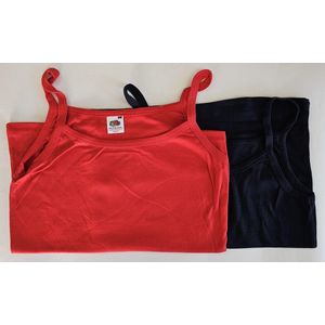 2 pack Fruit of the Loom - Lady-Fit - Spaghettitops – Rood en Navy Blauw – Maat XL