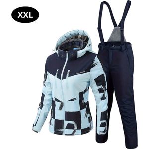 Livano Ski Suit - Skipak - SkiBroek - Wintersport - Skijas - Dames - 2-Delig - Lichtblauw/Donkerblauw - Maat S