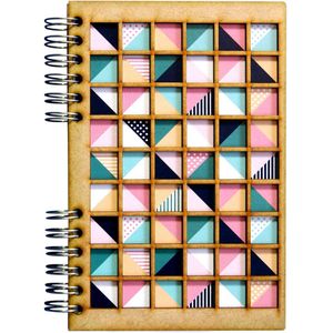 KOMONI - Duurzaam houten bullet journal - Gerecycled papier - Navulbaar - A4 - Stippen - Mozaiek