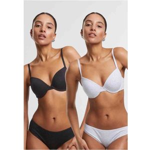 Urban Classics - Basic cotton 2-pack BH - 70B - Zwart/Grijs