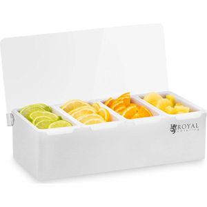 Royal Catering Ingrediëntencontainer opzetstelling - RVS/PP - 4 x 450 ml