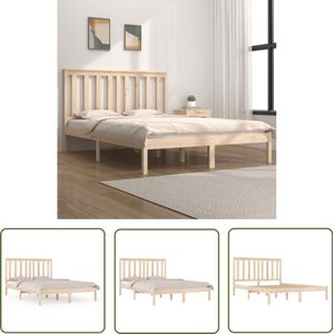 vidaXL Bedframe Massief Grenenhout 140x200 cm - Incl. Hoofdeinde Klassieke Bedframe - Houten Bedframe - Grenenhouten Bedframe - Massief Grenenhout - King Size Bed