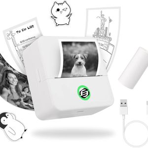 Equivera Mini-Printer - Pocket Printer - Mobiele Fotoprinter - Draagbaar & Draadloos - Leerhulp & Notites
