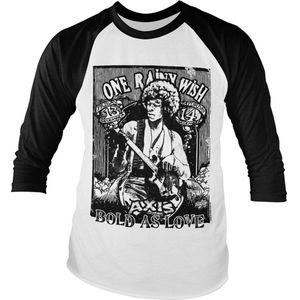 Jimi Hendrix Bold As Love Baseball Longsleeve Tee White-Black-S