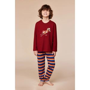 Woody pyjama jongens/heren - donkerrood - pony - 252-10-PLS-S/495 - maat 176