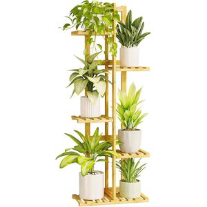 Binnen plantenstandaard - 5 niveaus - Bamboe - Kamerplanten - Hoek - Plantenplank - Gelaagd - Meerdere planten