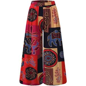 Bohemian Flared Dames Strandbroek - Wijd - Beggie Broek - Zomer - Rood