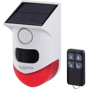 Sygonix Mini alarmsysteem Wit, Rood Met LED, Met bewegingsmelder, Met afstandsbediening, Op zonne-energie, Met WiFi 120