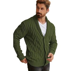 Nivard Cardigan Heren - Vest - Knopen - Warm - Gebreid Vest - Legergroen - S