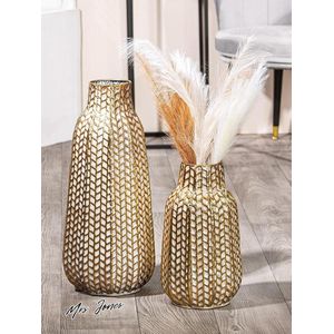 Mrs. Jones Grote decoratieve vaas Casablanca - moderne metalen vaas woonkamer - cadeau verjaardagscadeau - goud - 38 cm. .