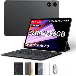 Blackview MEGA 3 Tablet - Android 15 - 12.1 Inch - 36GB RAM - 256GB ROM - Met Toetsenbord - Dual 4G LTE - 8800mAh - 13MP+50MP Camera - Grijs