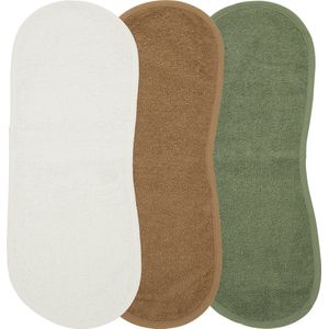 Meyco Baby Uni spuugdoek - 3-pack - badstof - offwhite/toffee/forest green - 53x20cm