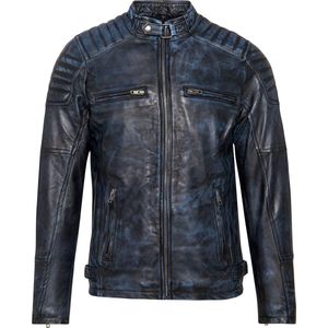 Urban 5884® - Ralph - Biker look – Denim - Heren Jas - Lams Leer Jack - Maat S