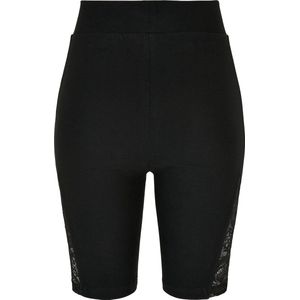 Dames - Vrouwen - Modern - Nieuw - Short legging - High Waist - Short - Ladies High Waist Lace Inset Cycle Shorts zwart