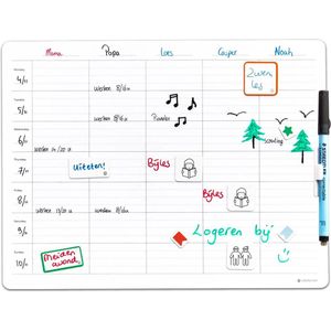 GreenStory - Familie week planbord - Familieagenda - Medium - 5 Personen - Sticky Whiteboard - Met Sticky Pen