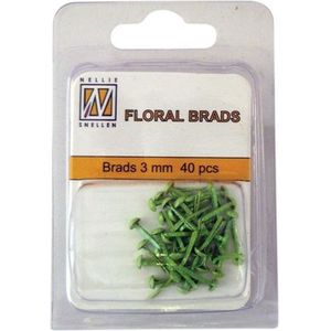 Nellie Snellen Floral Glitter Brads 3mm - 40stuks - Groen