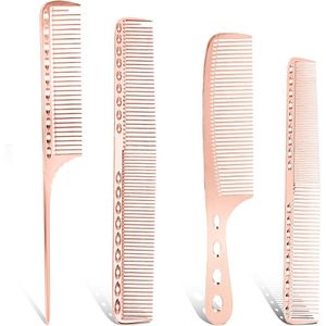 Aluminum Dressing Combs - Foiling Combs - Rose Combs voor Vrouwen - Professionele Barber Types - Metalen Haar Kam Set - Haar Knip Kam - Metalen Rat Tail Kam voor Lang Nat Krullend Haar