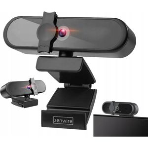 Zenwire W6 Webcam met microfoon en kap - USB 3.0 - Full HD 1080p - Autofocus - Ruisonderdrukking - Plug and Play
