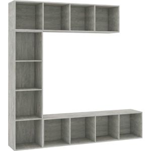 vidaXL - 3-delige - Boekenkast-/tv-meubelset - 180x30x180 - cm - betongrijs
