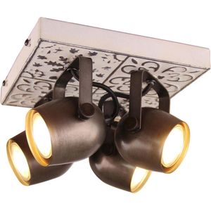 BRILLIANT lamp Lapas spotplaat 4flg. zwart staal / wit | 4x PAR51, GU10, 35W, geschikt voor reflectorlampen niet inbegrepen | Hoofden draaibaar | Geschikt voor LED-lampen