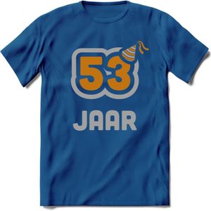 53 Jaar Feest T-Shirt | Goud - Zilver | Grappig Verjaardag Cadeau Shirt | Dames - Heren - Unisex | Tshirt Kleding Kado | - Donker Blauw - XXL