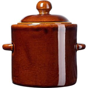 KADAX - Aardewerkpan, dichte keramische pan met deksel - vaatwasmachinebestendige aardepan, handgemaakte fermentatiepot van keramiek - 1,8L