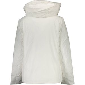 Witte Polyester Jas Met Capuchon En Logo