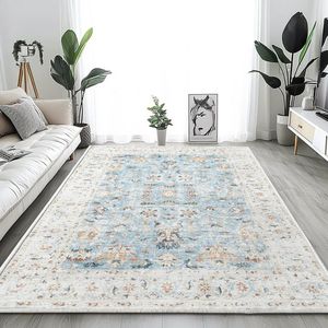 Vloerkleed gebloemd blauw