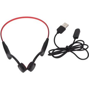 JeiibrZui Bone Conduction Bluetooth-Oortelefoon - Waterdichte Mp3-Sporthoofdtelefoon - Zweetbestendig & Lichtgewicht Design - 1 Stuks - Voor Sport En Zwemmen Zwart/Rood