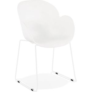 Alterego - ZAKARY - Stoel met armleuningen - Wit - 59x54x89 cm