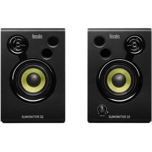 Hercules DJMonitor 32 - DJ speakerset - Zwart - 2x15 watt RMS actieve monitorspeakers - 60 watt piekvermogen - Speakerbehuizing gemaakt van 6 mm dik MDF - 7,6 cm woofers