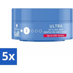 Taft - Ultra 2 - Styling Wax - Flexibele textuur - 75 ml - Bulkverpakking - 5 stuks