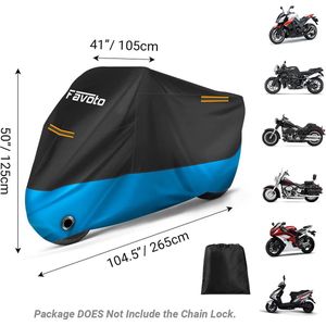 Waterdichte Motorfiets Motorhoes | Outdoor Motorgarage Scooter Dekzeil - 265 cm x 105 cm x 125 cm Motorhoes
